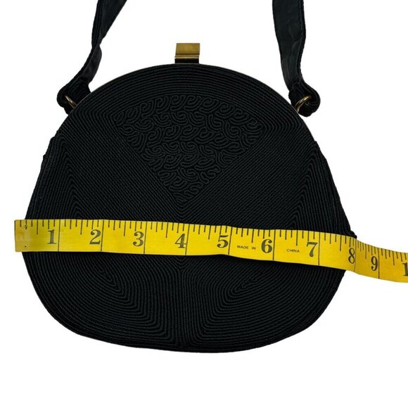 Vintage Textured Rayon 40's-50's Handbag With Gold/Brass Hardware - Picture 10 of 13